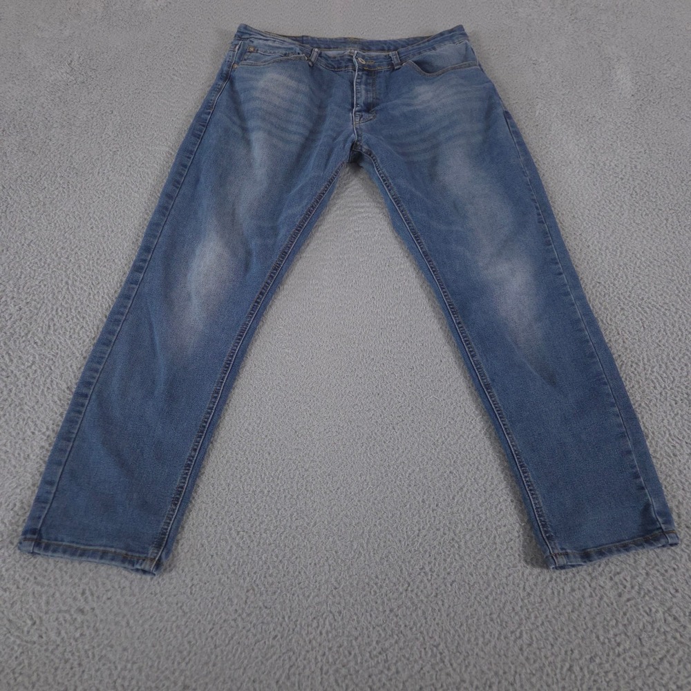 Smith & Mills Jeans Men 34x30 Blue Straight Leg Cotton Blend Stretch Denim Pants